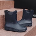 thumbnail image 4 of Dark Blue Mens Rain Boots With Solid Color Letter Design Waterproof Low Top Rubber Comfortable For Spring Summer Casual Outdoor Wear Size 43, 4 of 9