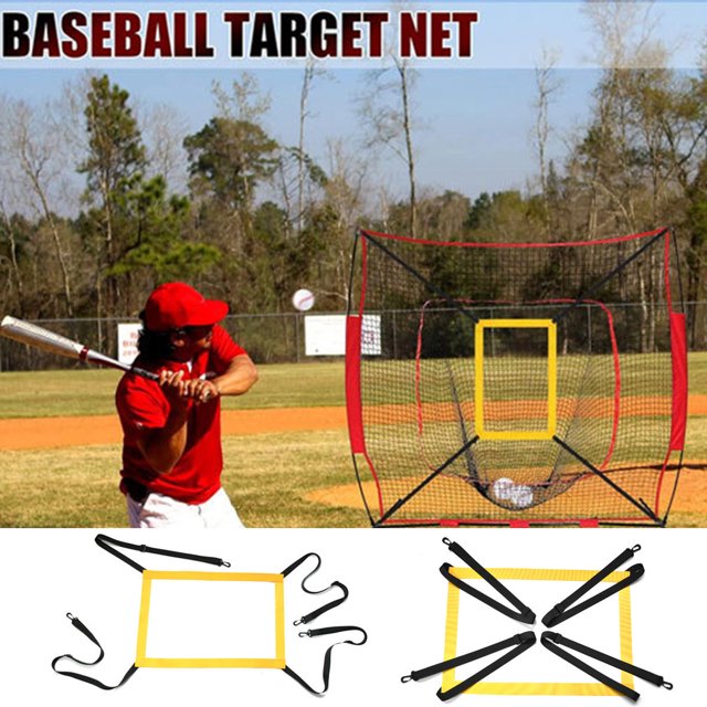 LJNYFDC Durable Baseball Mesh Baseball Strike Zone Target Net with Hooks Portable Softball Baseball Pitching Accuracy Training Mesh Adjustable Hitting Batting