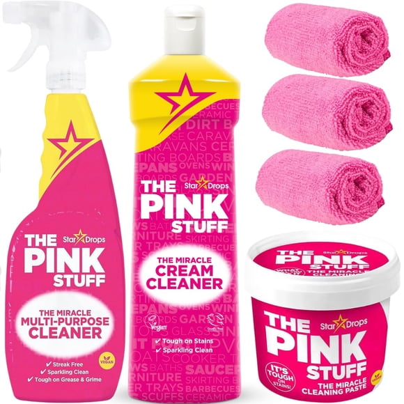 6-Pack BUNDLE | The Pink Stuff All Purpose Multi-Purpose Spray 750ml, Miracle Cleaning Paste 500g, Miracle Cream Cleaner 500ml, Comes With