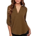 thumbnail image 1 of Hauts pour Femmes à Manches 3/4 à Col en V Tunique Décontractée Blouse Chemise Ample, 1 of 1