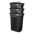 thumbnail image 1 of Sterilite Ultra Wheeled Laundry Hamper, Plastic Clothes Bin, Black, 3 Pack, 1 of 4