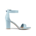 thumbnail image 3 of BLISSFUL STEP Style Women's Shoes Ankle Strap Block Heel Buckle Open Toe Sandals Sky Blue 10, 3 of 8