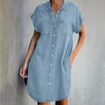 thumbnail image 1 of VEKDONE 2025 Liquidation Été Robes Chemise en Denim pour Femmes Manches Courtes Robe Midi en Jean Ample Boutonnée Décontractée Robe Droite Tunique, 1 of 9