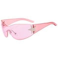 thumbnail image 2 of Fashion Men Women Star Wrap Around Sunglasses Cycling Rimless Futuristic Sunglasses, 2 of 4