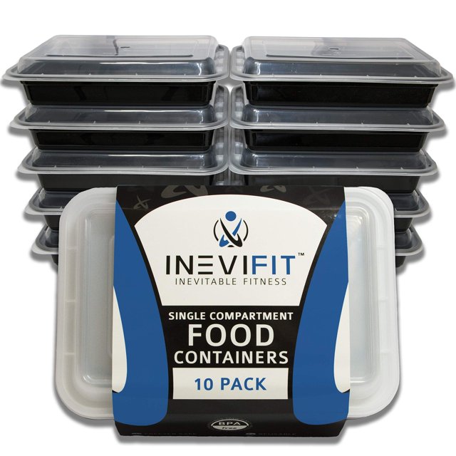 INEVIFIT Préparation de Repas Compartiment Unique Sans BPA, Contenants de Stockage Alimentaire Premium, Durables et Réutilisables, Empilables 28 oz. Lot de 10 Préparation de Repas, Micro-Ondables et Lave-Vaisselle Sûrs Boîte à Lunch Bento Résistante aux Fuites