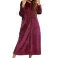 thumbnail image 2 of Kcodviy Flannel Long Sleeve Robe Womens Robes 3X with Hood and Zipper Robes with Hood Couples' Sleepwear for Autumn Women Shower Robe with Hood and Winter, 2 of 8