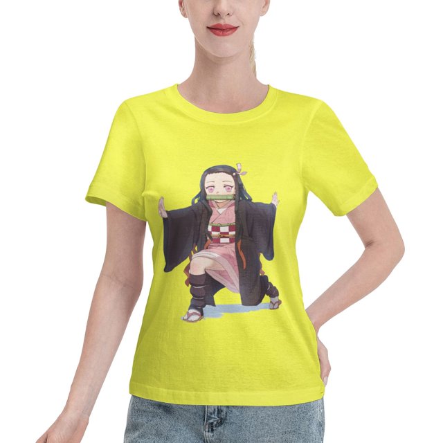 T-Shirt Basique à Manches Courtes pour Femmes Demon Slayer Blade Nidouzi