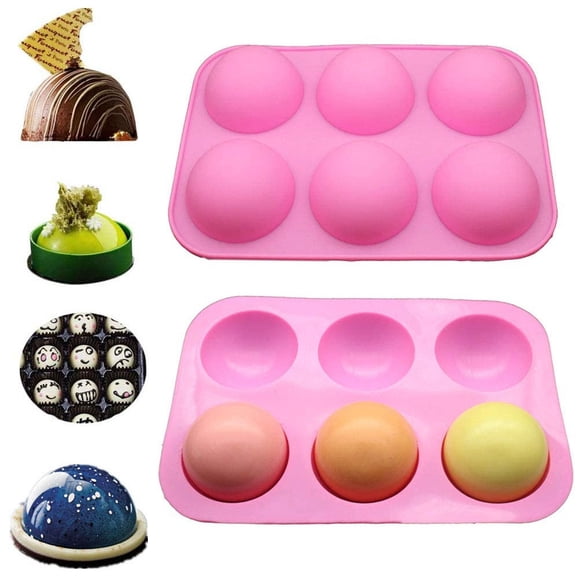 Flywake Moule à Gâteau en Silicone 2Pcs Demi-Boule Moule à Biscuits au Chocolat Moule à Pâtisserie
