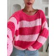 thumbnail image 4 of Gupgi Women Striped Sweaters Long Sleeve Loose Knit Pullover Preppy Jumper Tops for Fall Winter, 4 of 8