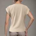 thumbnail image 4 of T-shirts d'Été pour Femmes à Col en V, Manches Courtes, Hauts Décontractés, Couleur Unie, T-Shirts Basiques, 4 of 4