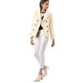 thumbnail image 3 of INSPIRE CHIC Women's Winter Worsted Notched Lapel Double Breasted Short Peacoat, 3 of 7
