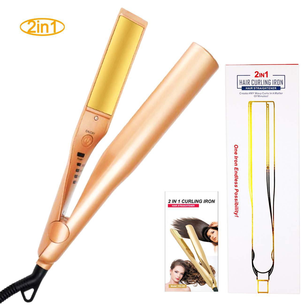 Jinsinto Twist Straightening Curling Iron,2 in 1 Hair Straightener and Curler with 5 Temp for All Hair Types,Straightening Flat Iron