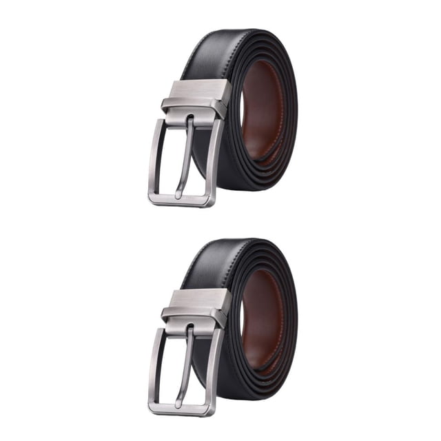 Wisewang Ceinture Décontractée pour Homme avec Boucle Réversible Style Durable et Soigné Ceinture en Peau de Vache Ceinture Réversible Complets Original 105cm 2Ensemble
