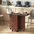 thumbnail image 2 of HOMCOM Table à Manger Pliable, Table de Cuisine Roulante avec Tiroirs, Armoire, 2 of 10