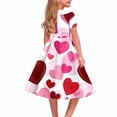 thumbnail image 3 of EGNMCR Robe à Manches Courtes à Col en V Robe à Manches Courtes Imprimée pour Filles Robe pour Enfants de Taille Moyenne et Grande Jupe à Col Plié Robe en Polyester pour Fille, 3 of 6