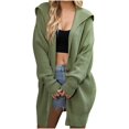 thumbnail image 1 of KIHOUT Womens Long Cardigans Long Sleeve Oversized Cable Knitted Open Front Chunky Hooded Outerwear Sweater Coat, 1 of 5