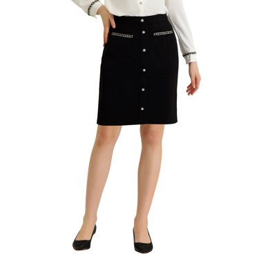 Unique Bargains Women's A-Line High Waist Short Skirt with Pockets, Black, S