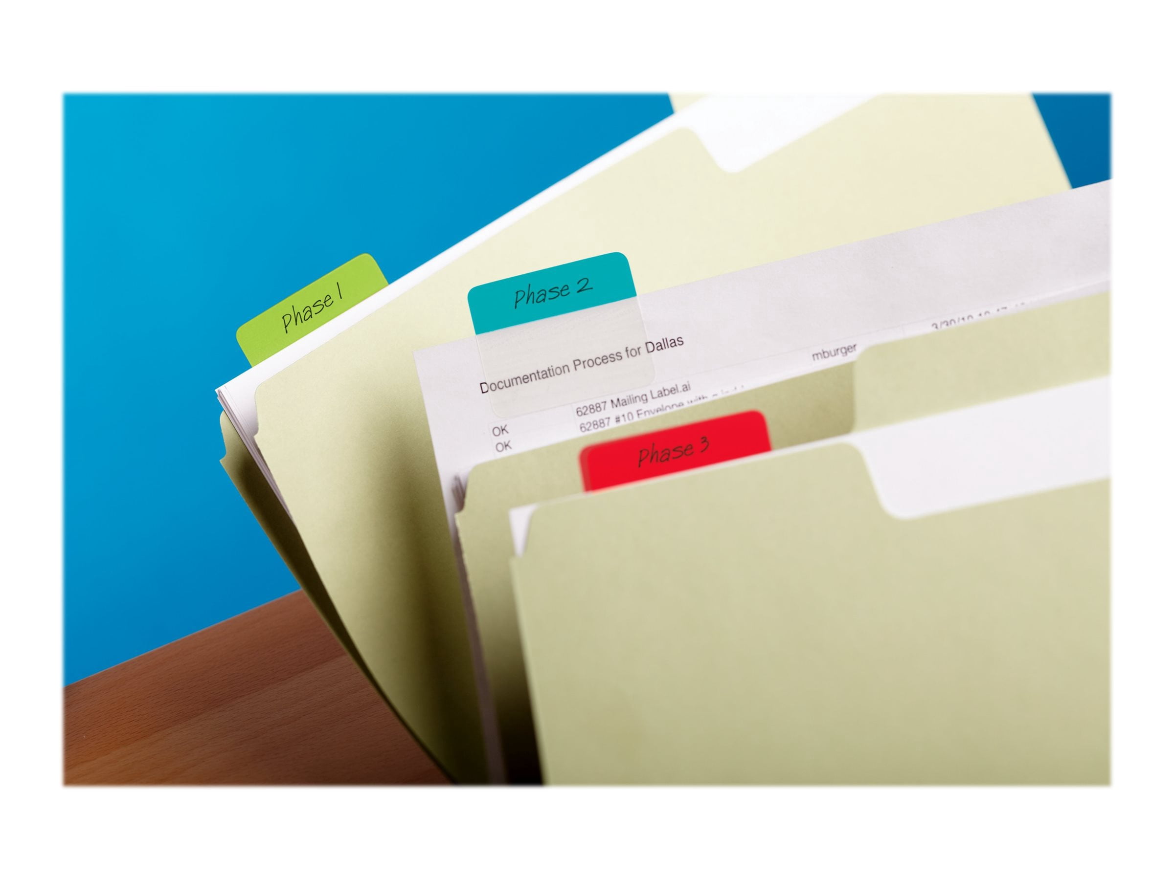 Post-it® Tabs 686-ALYR, Assorted Primary Colours, 2 in x 1.5 in (50.8 mm x 38.1 mm), 24/Pack