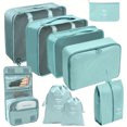thumbnail image 1 of YOPTOP 9-Piece Set of Large Capacity Travel Pack Cubes  Lightweight Travel Luggage Organizers - Portable Clothes Storage Bags - Easygoing Casual Travel Bags - Made of Polyester,Lake blue 9 pieces, 1 of 6