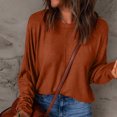 thumbnail image 2 of Yuyuzo Hauts Grande Taille pour Femmes Chic Mode Décontracté Couleur Unie Chemises de Bas Manches Longues Col Rond Hauts, 2 of 5