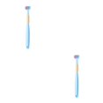 thumbnail image 1 of Baohd Macaron Color Toothbrush Vibrant And Stylish Three Head Toothbrush For Cleaning Plastic A22 Sky Blue Child 2Set, 1 of 6