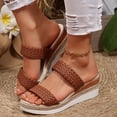 thumbnail image 2 of Dakaela Womens Wedge Slide Sandals Braided Platform Espadrilles Open Toe Summer Beach Walking Shoes, 2 of 5