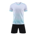 thumbnail image 2 of hengsof Ensemble de Maillot de Football à la Mode pour Enfants, Haut à Manches Courtes Col Ras du Cou, Short à Taille Élastique Tenue de Sport, Confortable Respirant Absorbant la Sueur Séchage Rapide Uniforme de Sport Deux Pièces, 2 of 4