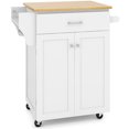thumbnail image 1 of Giantex Kitchen Island w/Storage Cabinets, Trolley Cart w/Adjustable Height Shelves & Wheels, Spice Rack, Towel Rack, White, 1 of 6