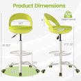 thumbnail image 3 of Gymax 2 Pcs Tabouret de Dessin Roulant Chaise de Bureau Haute avec Roues Dossier Bas Repose-Pieds Vert, 3 of 10