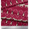 thumbnail image 3 of Soimoi Red Moss Georgette Fabric Penguin & Stripe Animal Printed Craft Fabric by The Yard 42 Inch Wide, 3 of 3