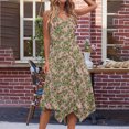 thumbnail image 4 of Ovzne Robes d'Été pour Femmes Robe Femme Imprimé Sans Manches Poche Ourlet Irrégulier Col Rond Robe Robe de Printemps Imprimée Liquidation, 4 of 5