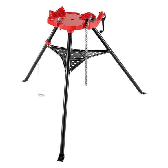 Pipe Stand – Heavy Duty Tripod Chain Vise – 1/8-6" Capacity – 1323 lb Load – Collapsible Steel Legs & Tool Tray – Portable Support – Cutting, Welding & Threading – Workshop