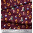 thumbnail image 2 of Soimoi Cotton Poplin Fabric Leaves,Musical Instruments & Animals Kids Decor Fabric Printed Yard 42 Inch Wide, 2 of 3