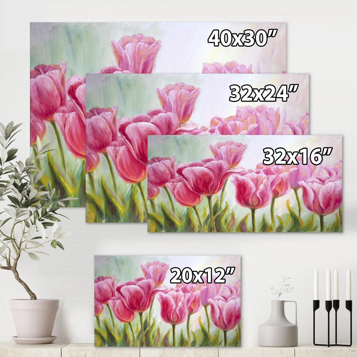 Designart tulipes, fleurs, floraison Art mural sur toile