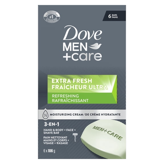 Dove 3-N-1 Hand & Body + Face + Shave Bar Refreshing Extra Fresh, 106 g (6 bars)