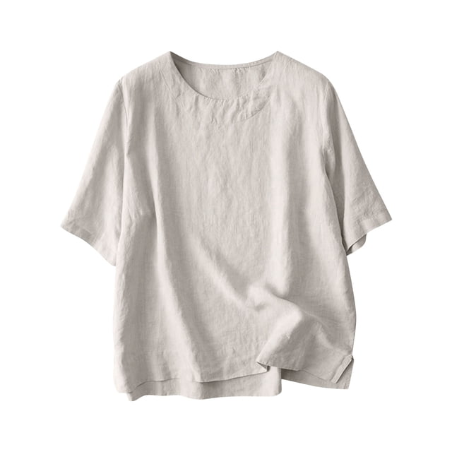 Yuyuzo Hauts pour Femmes Manches Courtes Col Rond Blouses Décontractées Confortables Tuniques Amples