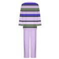 thumbnail image 4 of TIMIFIS Ensemble Violet 2 Pcs d'Automne pour Femmes, Décontracté, Ample, Col Rond, Rayé, Haut à Manches Longues et Ensemble Pantalon à Jambe Grand Uni, 4 of 5