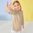 thumbnail image 4 of T-shirts Graphiques pour Filles Enfants Manches Longues Col Rond Ample Couleur Unie Kaki Décontracté Automne pour 11-12 Ans, 4 of 8