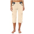 thumbnail image 3 of Aqestyerly Women's Petite High Waist Cargo A-Line Wide Leg Capris, Solid Color, Small, 3 of 6