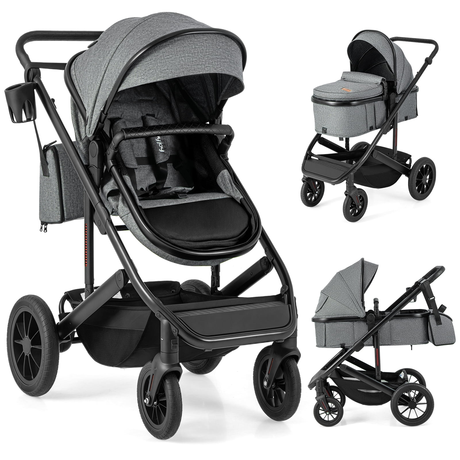 Gymax 3-in-1 Newborn Stroller Folding Convertible High Landscape
