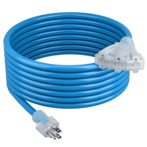 GearIT 12/3 Cord d'extension extérieur (100 Pieds) 12 AWG Étendue - 3 Déplacement, 3 Prise de contact - SJEOW Extrêmement lourd temps froid intérieur/extérieur - Éclairé LED Plug, résistant aux intempéries de l'eau de pétrole - 100ft