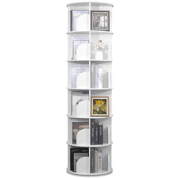IAJXWI Rotating Bookcase, 360° Revolving Display Rack with 24 Shelves