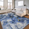 thumbnail image 1 of JV Home Area Rug Elegance Blue Yellow White 6'x9' Washable Carpet Anti Slip, 1 of 6