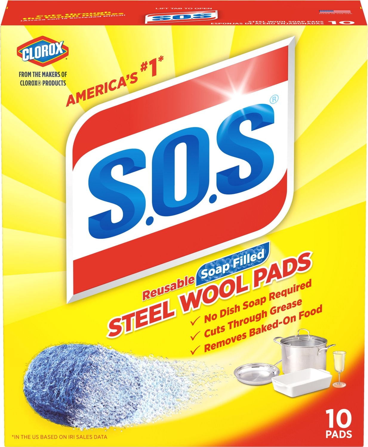 S.O.S Steel Wool Soap Pads, 10 Count