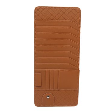 Unique Bargains Pare-Soleil en Faux Cuir Marron Clair pour Voiture Porte-Cartes de Rangement CD
