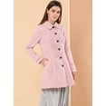 thumbnail image 4 of INSPIRE CHIC Manteau Long d'Hiver pour Femme à Col Peter Pan, Boutonnage Simple, Rose G, 4 of 6