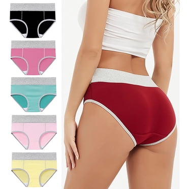 Posijego Womens Cotton Underwear 5 Pack High Waist Full Coverage Panties Breathable Soft Briefs Plus Size