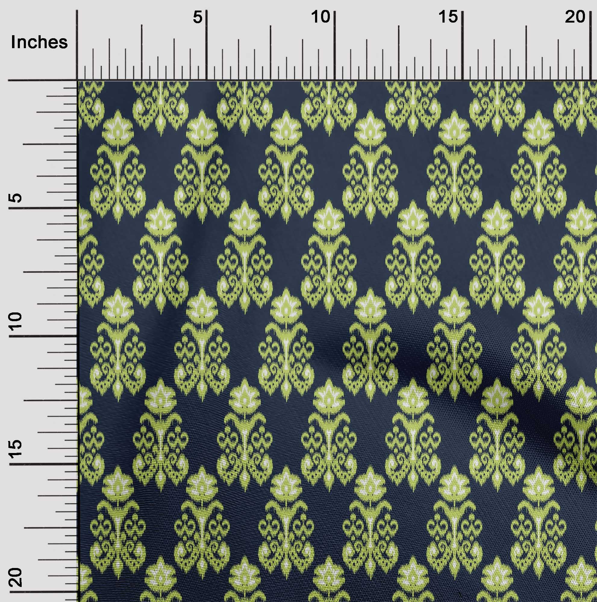 oneOone Cotton Poplin Fabric Floral Ikat Print Fabric BTY 56 Inch Wide