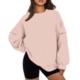 thumbnail image 1 of Yuyuzo Chandail en Molleton pour Femmes Col Rond Décontracté Pull Ample Automne Doublé Polaire Manches Longues, 1 of 6