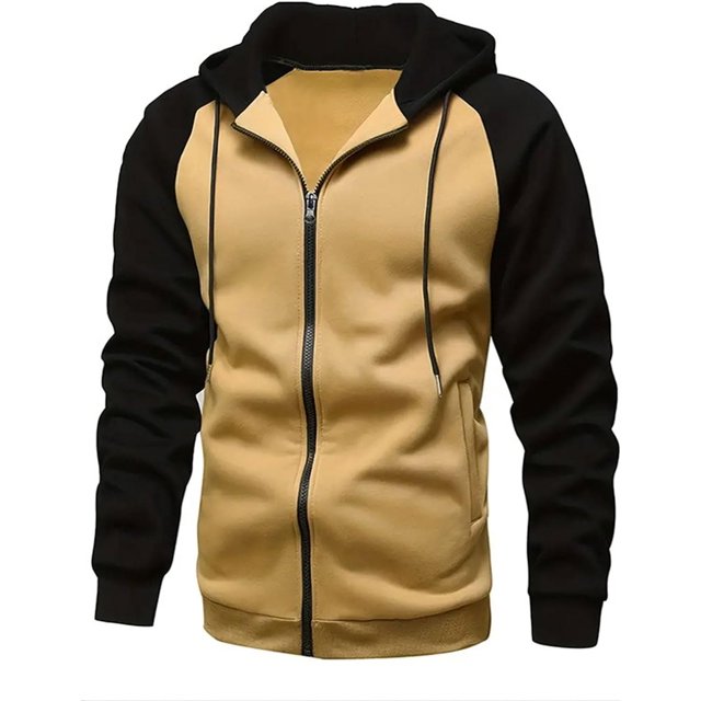 ORUYROP Fashion Mens Hoodies Casual Full-Zip Patchwork Fleece Jacket Athletic Contrast Color Pullover